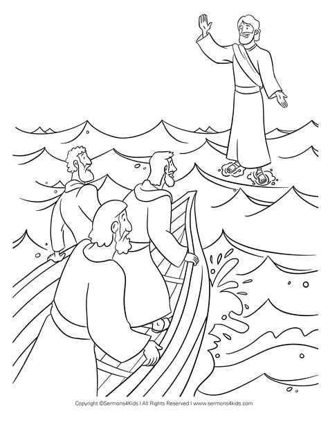 Jesus Walks On Water Coloring Coloring Page | Sermons4K...