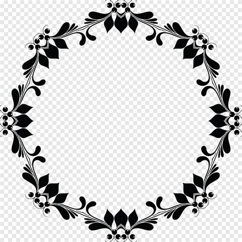 Round black petaled flower margin illustration, Flower Frames Black and white, broccoli, leaf ...