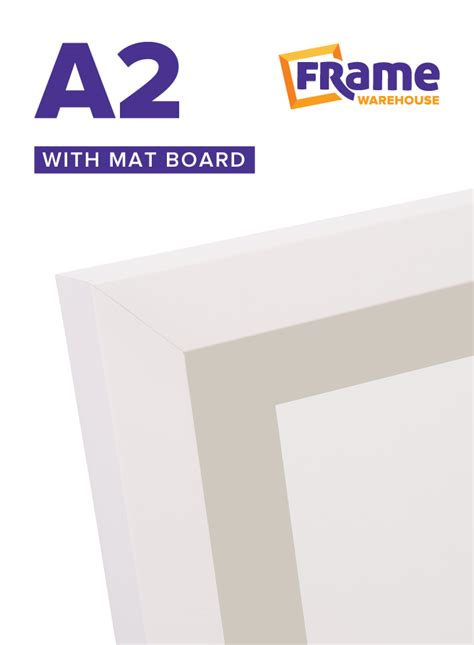 White Slim Frame with Mat Board for an A2 Image - Frame Warehouse