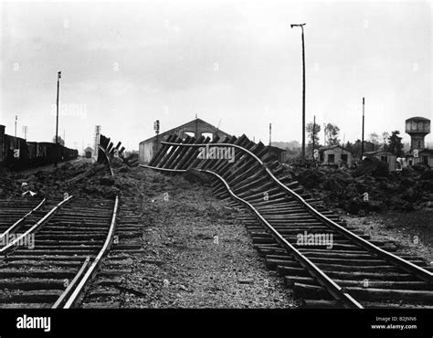 events, Second World War / WWII, France, destroyed rails after German air raid, 13.5.1940 Stock ...