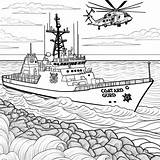 US Coast Guard Ships Patrolling Shores Coloring Book Pages  MUSE AI sketch template