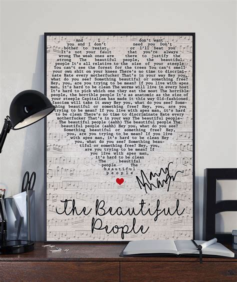 Marilyn Manson The Beautiful People Lyrics Poster Antichrist | Etsy