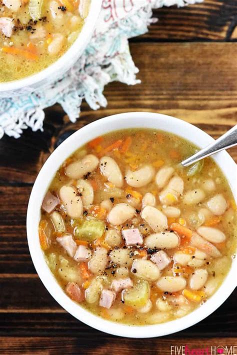 Slow Cooker Ham and Bean Soup (Easy + AMAZING!) • FIVEheartHOME