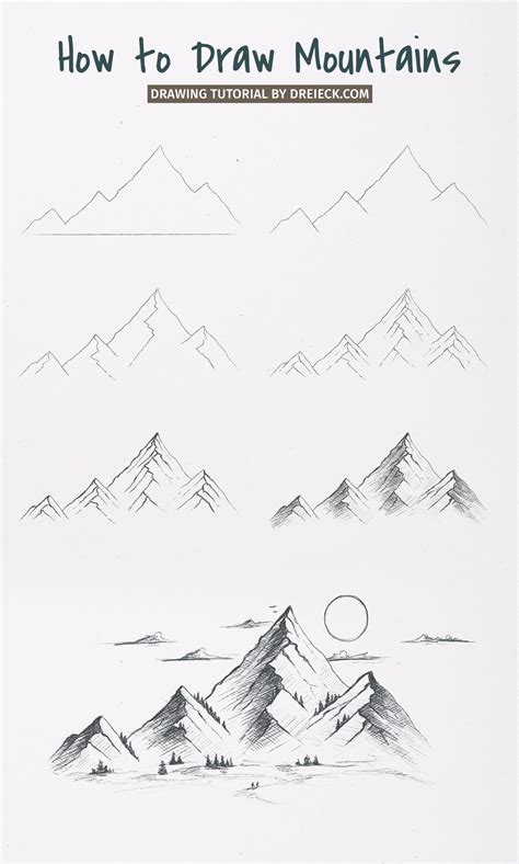 How to draw mountains (easy step by step tutorial) ⛰️