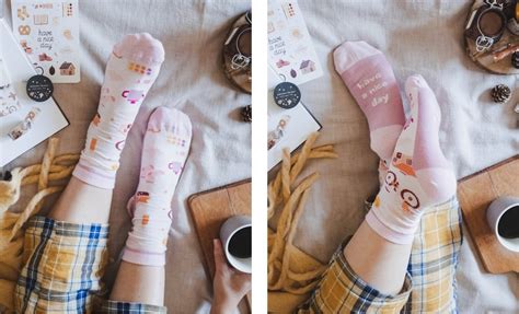 Cozy Day Socks Cute Hygge Socks Self Care Gift Art Creative Socks Fun ...