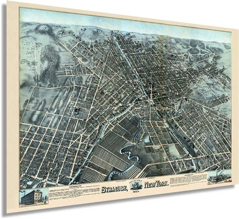 Amazon.com: HISTORIX Vintage 1874 Syracuse New York Map Wall Art ...