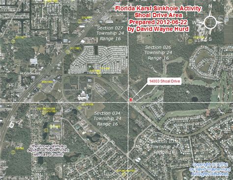 Area Map - Shoal Drive Sinkhole, Hudson, Pasco County, Florida