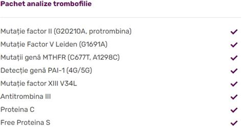 Pachet analize trombofilie - EVA Medical