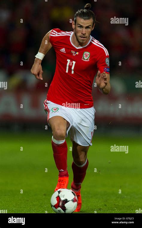 Welsh footballer Gareth Bale in action for Wales football team Stock ...