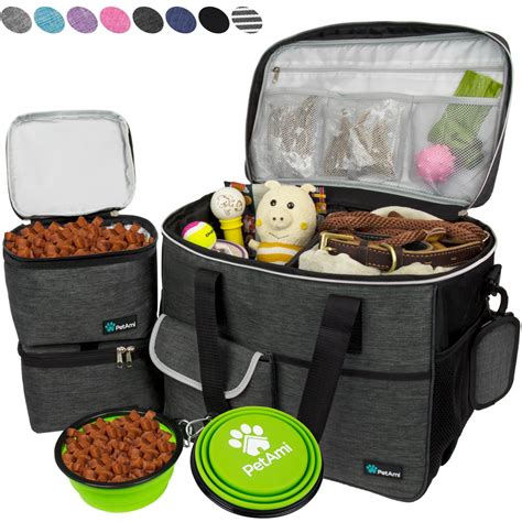 PetAmi Dog Travel Bag | Airline Approved Tote Organizer with Multi-Function Pockets, Food ...