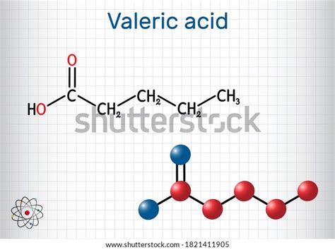 Valeric Acid, Pentanoic Acid Or Valerate Structural Chemical Formula On The Dark Blue Vector ...