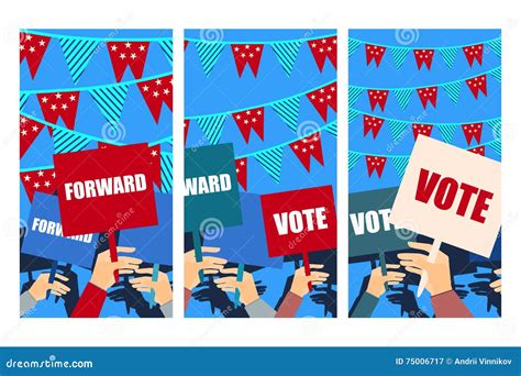 Poster With Voters Hands For American Elections, Vector Illustration | CartoonDealer.com #78962596