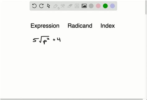 SOLVED:Identify the radicand and the index for each expression. 5 √(p^2+4)