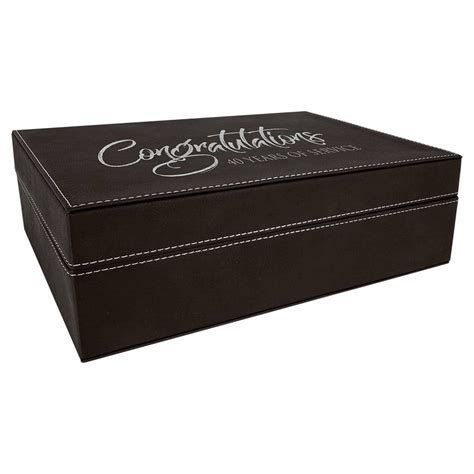 Personalized Leather Gift Storage Box, Hinged Lid, 12 1/4x8 1/4" | Lazer Designs