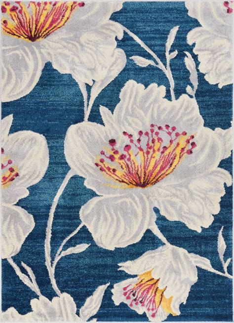 Colombia Blue Modern Flower Rug 20'' x 31'' | Flower rug, Well woven, Floral area rugs