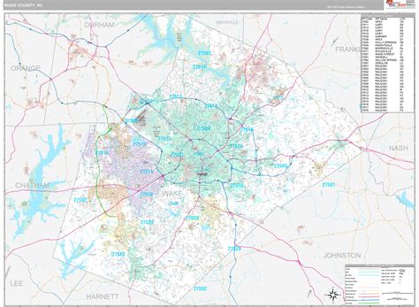 Wake County, NC Wall Map Premium Style by MarketMAPS - MapSales