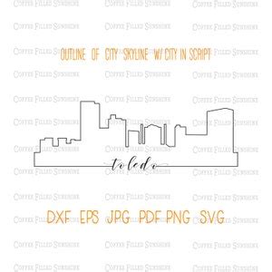 TOLEDO CITY SKYLINE Ohio Instant Digital Download, Gps Coordinates ...