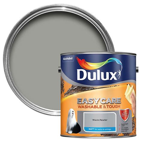 Dulux Easycare Warm pewter Matt Emulsion paint 2.5L | Departments | DIY ...