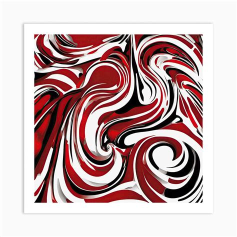 Abstract Red And White Swirls 1 Art Print by NAZARDEEN - Fy