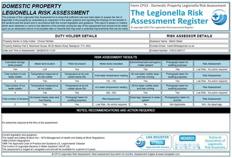 Legionella Risk Assessment Form [CRACKED] Download