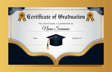 Descargar elegante plantilla de certificado de graduación azul y dorado gratis