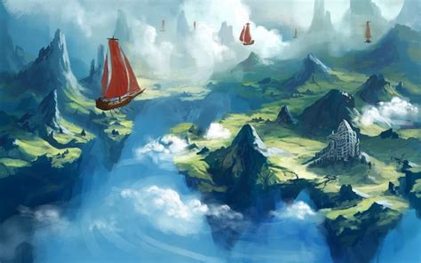 Floating Island, Speed Painting, Nathanael M on ArtStation at https://www.artstation.com/artwork ...