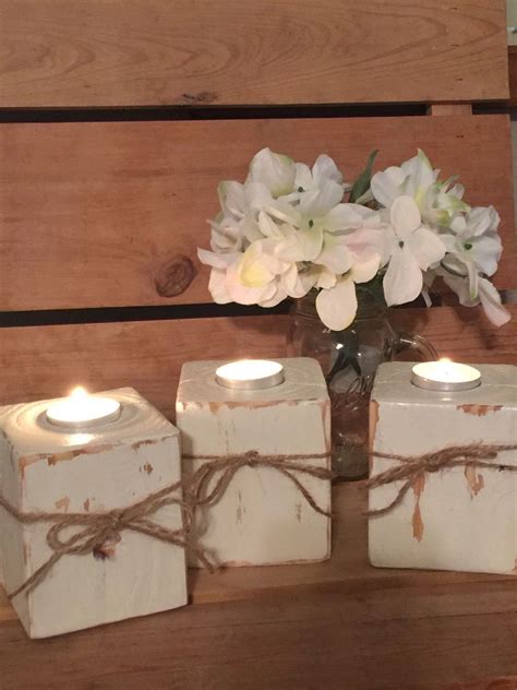 Tea light holders, Rustic wedding, candle holders, Rustic decoration, set o… | Rustic candle ...