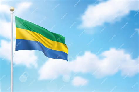 Premium Vector | Waving flag of gabon on sky background template for ...