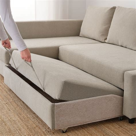 FRIHETEN corner sofa-bed with storage, Hyllie beige - IKEA CA