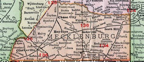 Mecklenburg County, Virginia, Map, 1911, Rand McNally, Boydton, South ...