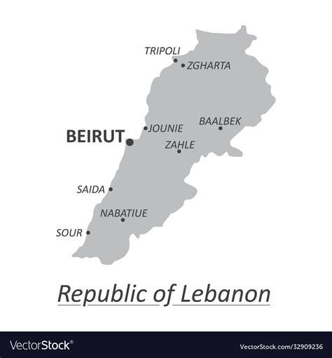 Detailed map lebanon with cities Royalty Free Vector Image