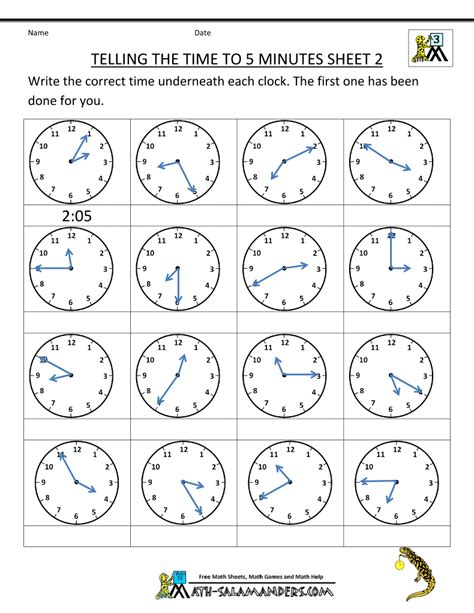 Telling Time To The Minute Worksheets Free