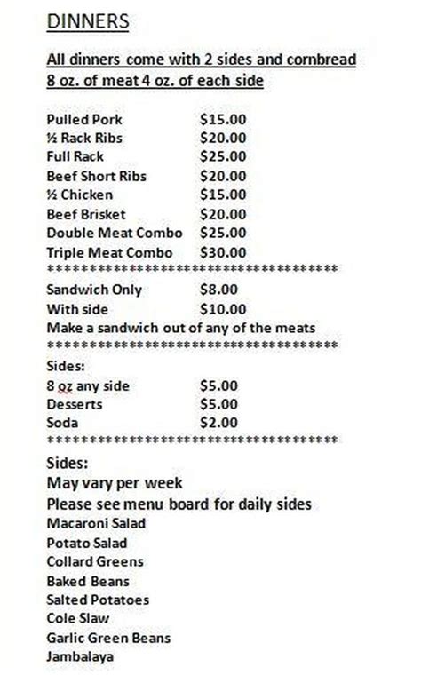 Southern BBQ Catering Affair Menu, Utica, NY