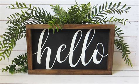 Hello Sign Wood Sign Farmhouse Sign Rustic Sign | Etsy