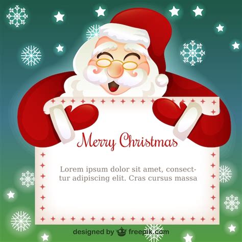 Christmas card template with santa claus cartoon | Free Vector