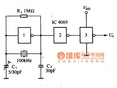 100MHz quartz crystal oscillator circuit - Signal_Processing - Circuit ...