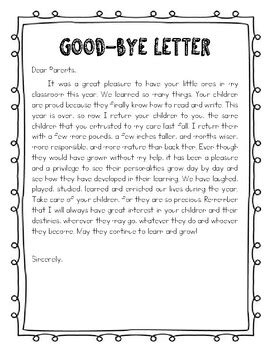 Goodbye School Year Letter From Teacher by The Creative Cubbie | TPT