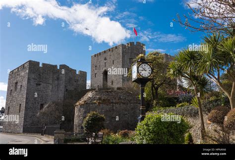 Castle Rushen with Castletown clock, Isle of Man Stock Photo - Alamy