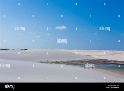 White sand dunes panorama from Lencois Maranhenses National Park ...