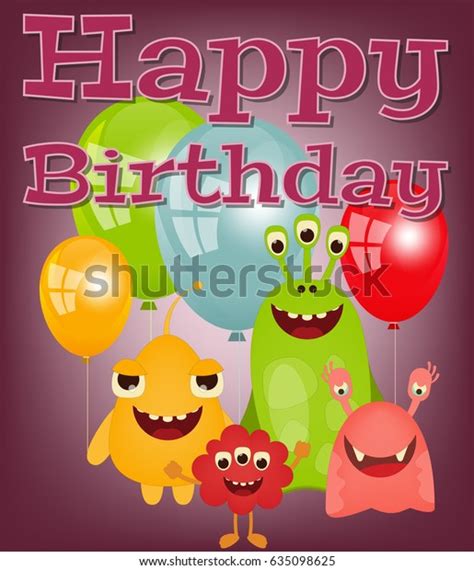 Happy Birthday Card Fun Cartoon Aliens Stock Vector (Royalty Free) 635098625 | Shutterstock