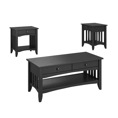 Corliving 3pc Coffee Table and End Tables Set with Drawers, Black | The Home Depot Canada