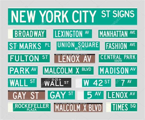 New York Street Signs — Stock Vector © Thomaspajot #70997313