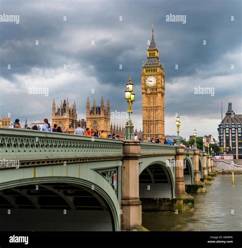 View over the river Thames, Westminster Bridge, London, England, Great Britain, Houses of ...