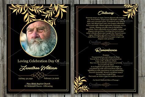 Funeral Program Card Template-V503 | Creative Brochure Templates ...