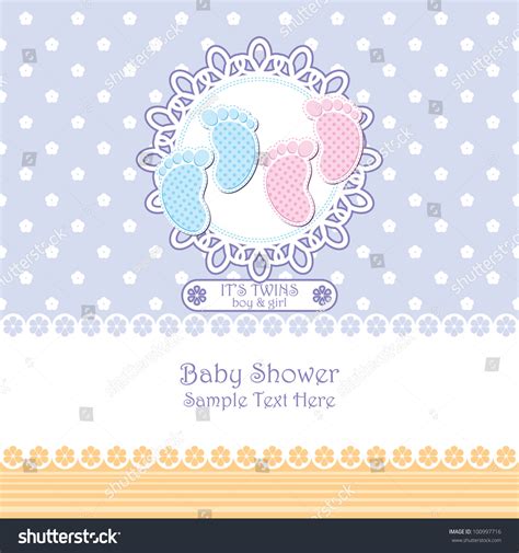 Baby Arrival Announcement Card Twin Baby Stock Vector (Royalty Free ...