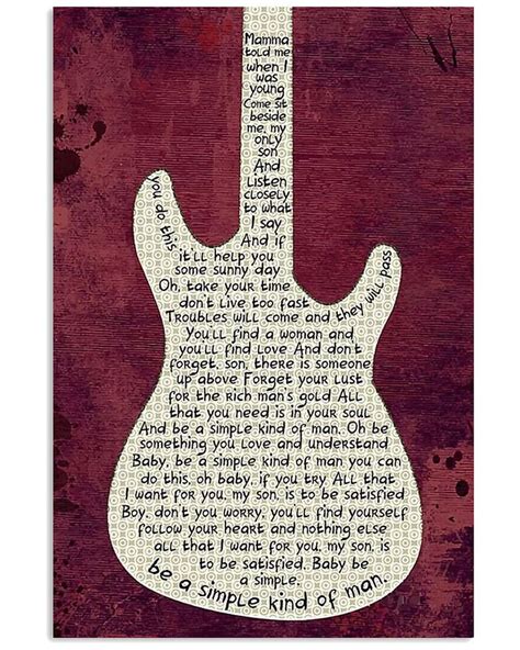 Simple Man Lyrics poster Lynyrd Skynyrd music | Lyric poster, Simple ...