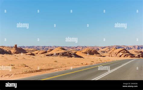 Desert landscape from road - Saudi Arabia Stock Photo - Alamy