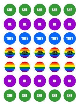 Pronouns 1 Inch Button Template - Colorful by Laine Young | TPT