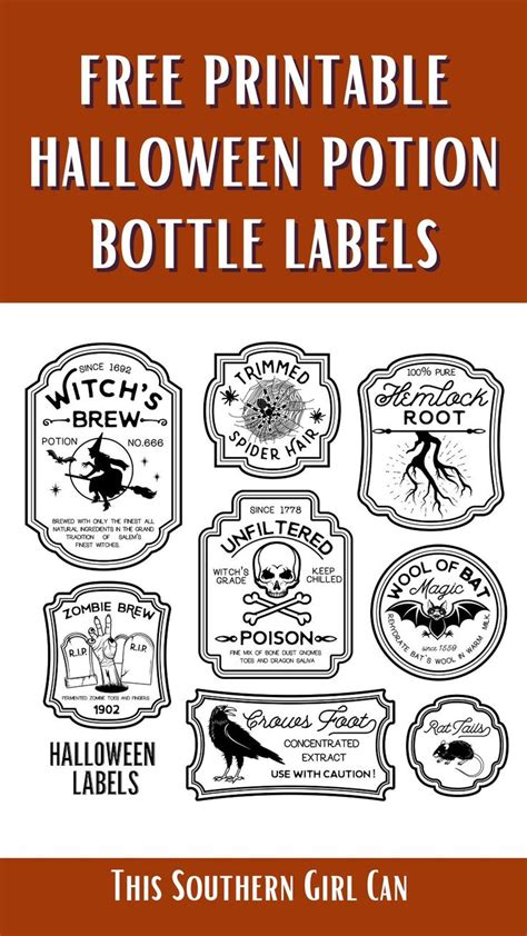 Free Printable Halloween Potion Bottle Labels