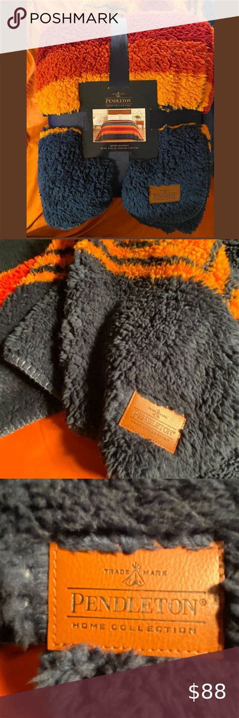 Pendleton Sherpa Queen Fleece Blanket 98"x92" Blue | Pendleton, Stripes pattern, Pendleton bedding